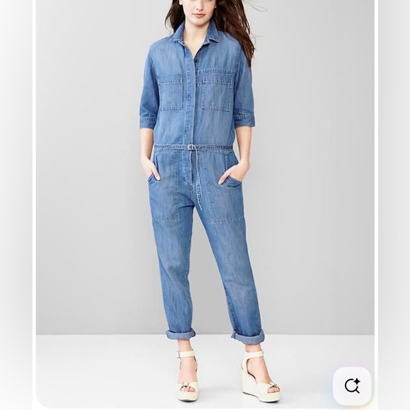 Gap 1969 Premium Linen Denim Jumpsuit | Size M - Picture 2 of 11